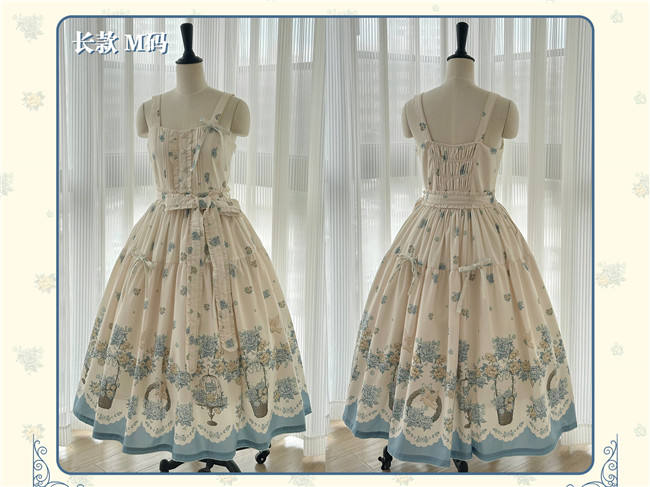 Dream Whale Flower Bird Lolita Jumper Dress and Headband