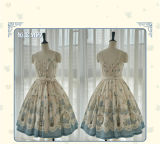 Dream Whale Flower Bird Lolita Jumper Dress and Headband