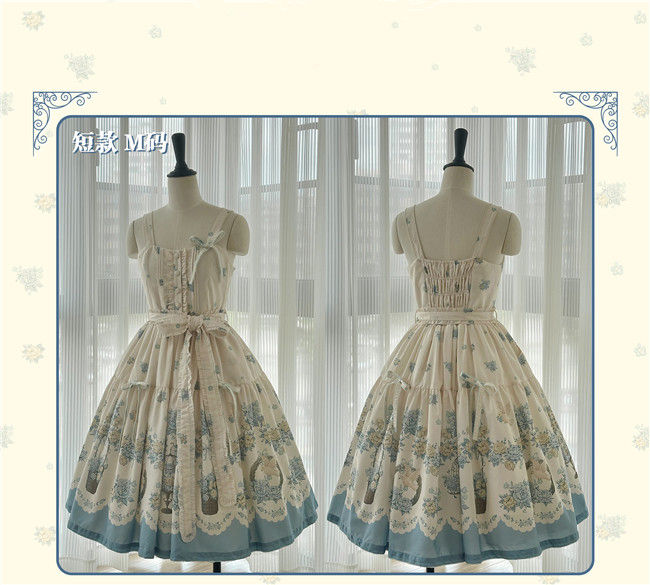 Dream Whale Flower Bird Lolita Jumper Dress and Headband