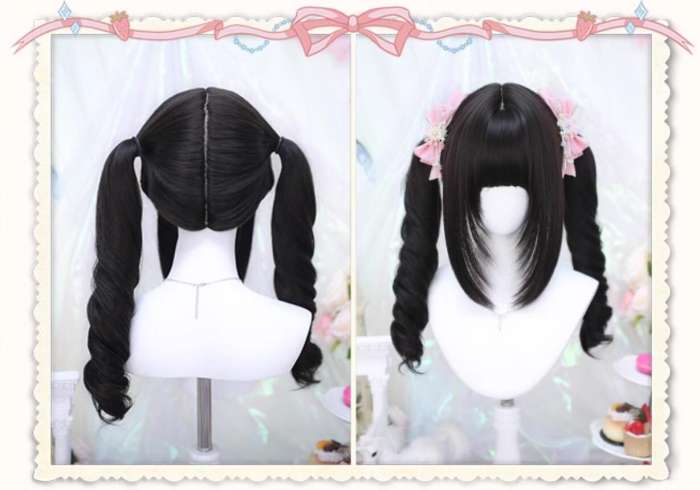 Dalao Home Face Framing Double Ponytails Long Curly Wig