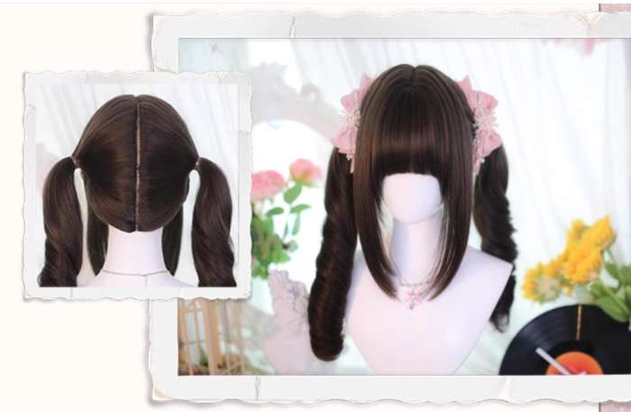 Dalao Home Face Framing Double Ponytails Long Curly Wig