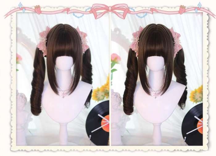 Dalao Home Face Framing Double Ponytails Long Curly Wig