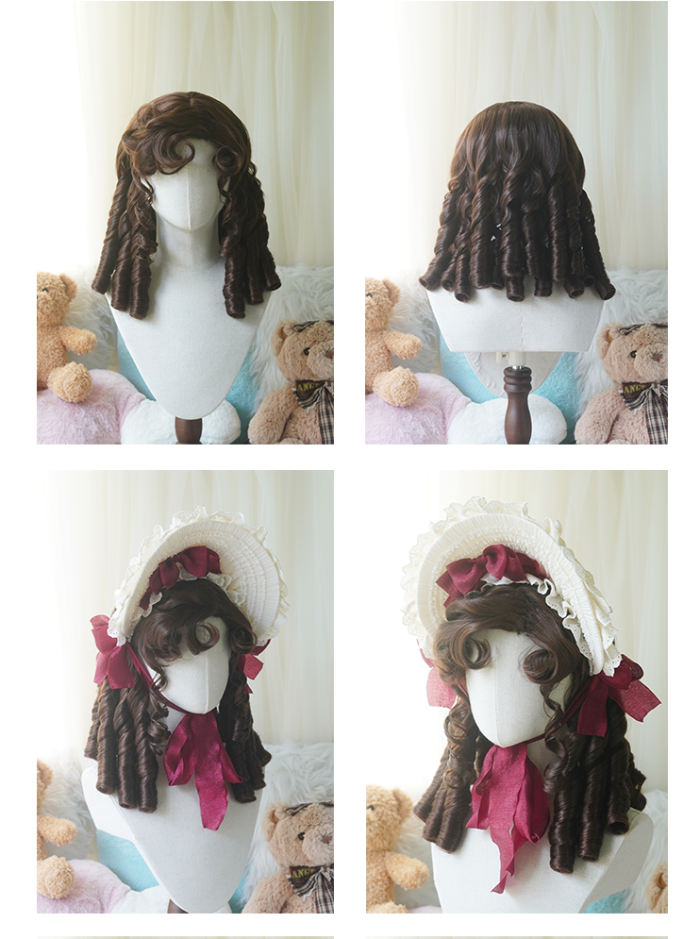 Yuchashui Roman Curly Doll Lolita Short Wig