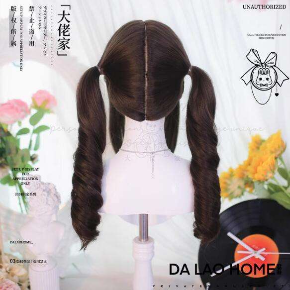 Dalao Home Face Framing Double Ponytails Long Curly Wig
