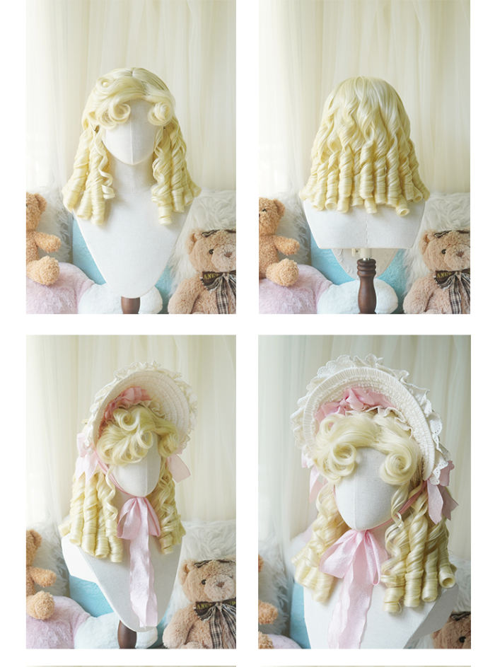 Yuchashui Roman Curly Doll Lolita Short Wig