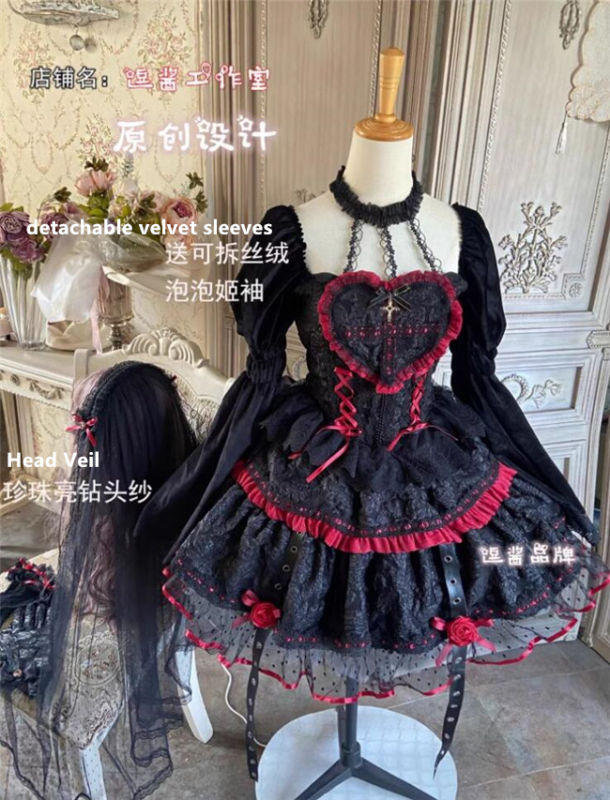 Little Witch Vampire Gothic Lolita Dress, Sleeves and Accessories