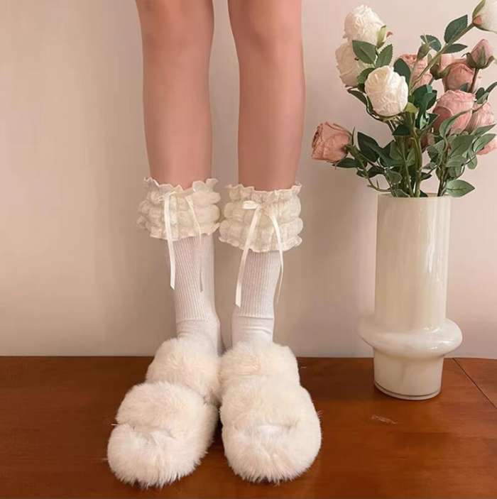 Puff Cream Sweet Lolita Socks