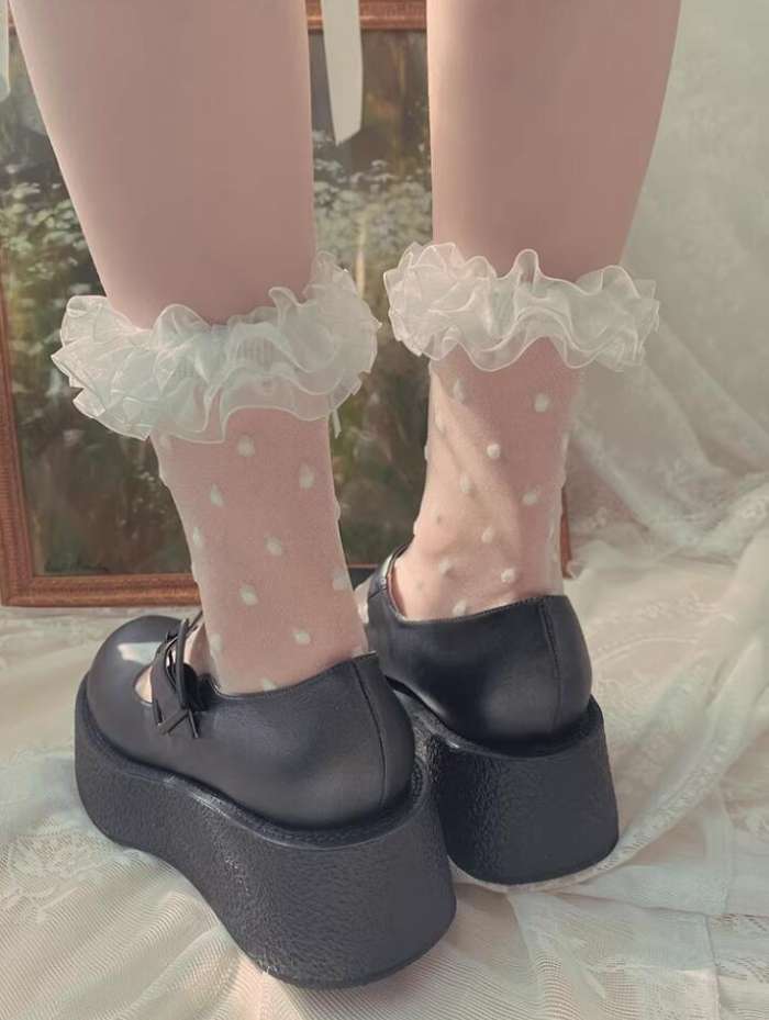 Sweet Polka Dots Lolita Socks