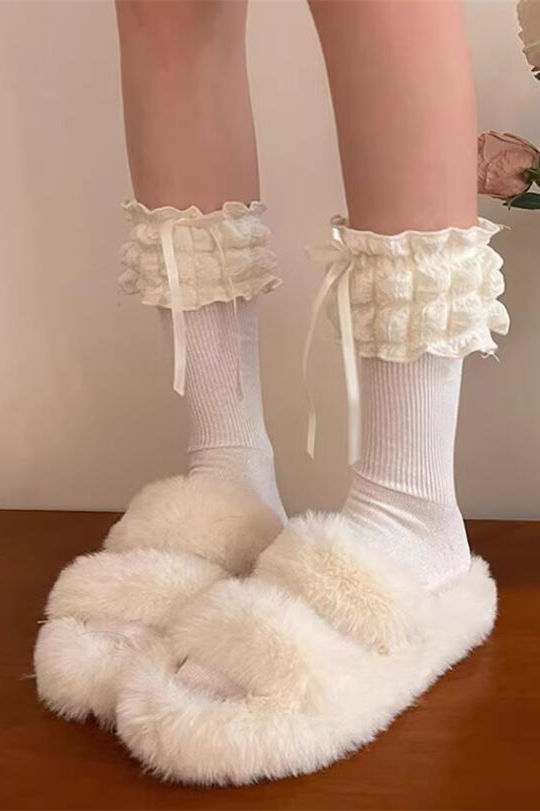 Puff Cream Sweet Lolita Socks