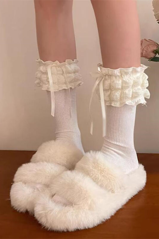 Puff Cream Sweet Lolita Socks