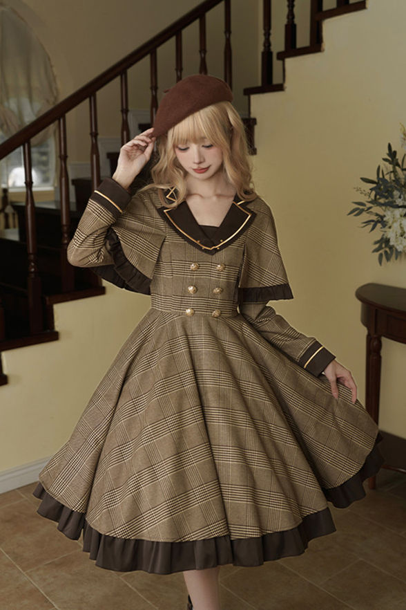 Withpuji Once upon a Time on Baker Street Fake Two Piece Lolita Dress