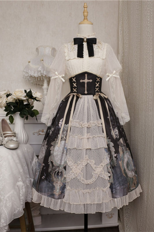 Time Flow Backward Classic Lolita Skirt, Blouse and Camisole