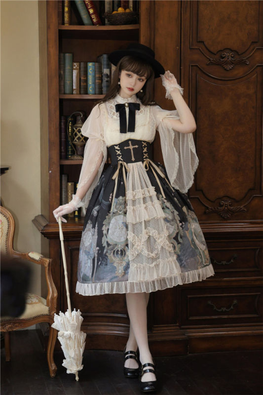 Time Flow Backward Classic Lolita Skirt, Blouse and Camisole