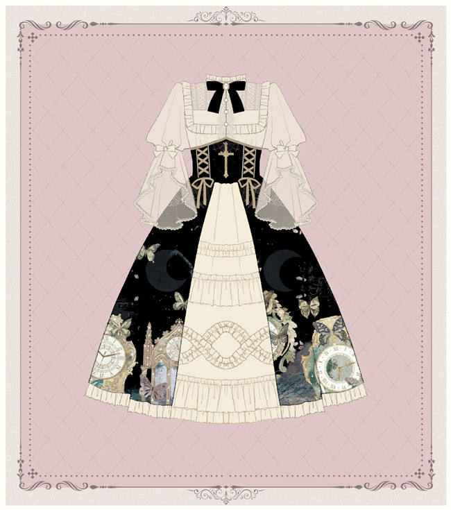 Time Flow Backward Classic Lolita Skirt, Blouse and Camisole