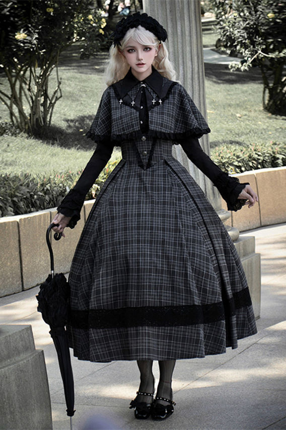 Withpuji Unnamed Letterhead Gothic Corset Lolita Dress, Cape and Blouse