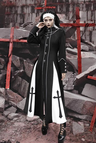 Blood Supply Trial of the Nuns Gothic Halloween Long Coat