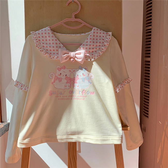 Cute Kitten Sweet Long Sleeves Cotton Hoodie
