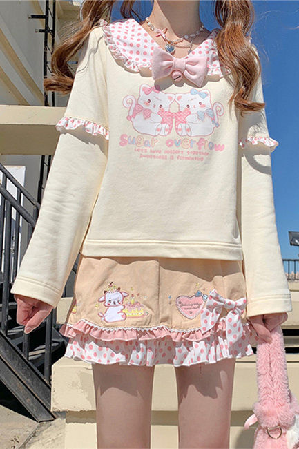 Cute Kitten Sweet Long Sleeves Cotton Hoodie