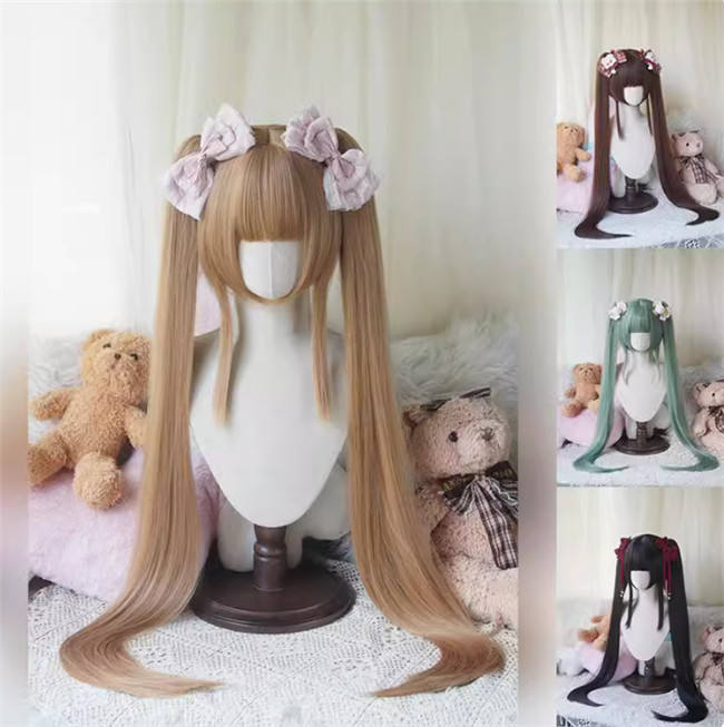 Yuchashui Face Framing Short Wigs and Long Straight Ponytails Set