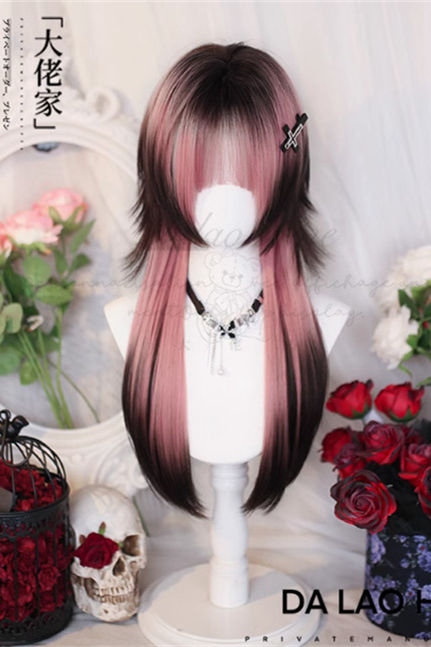 Dalao Home Yanyan Brown Pink Highlight  Lolita Wig