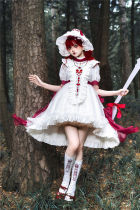 Puppet Heart Cotton Gothic Lolita Dress, Fake Collar, Sleeves, Bonnet and Necklace
