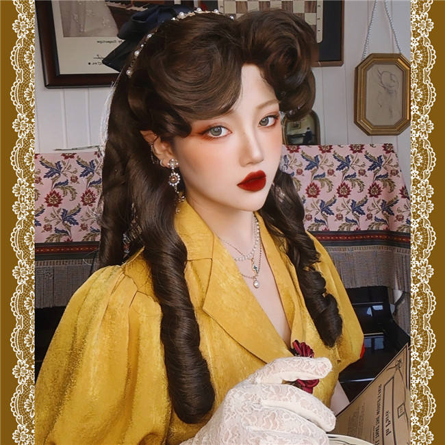 Beauty and the Beast Roman Curly Brown Princess Wig