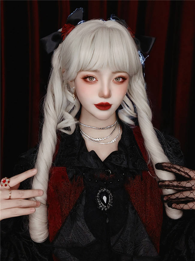 Vampire White Roman Curls Halloween Lolita Wig
