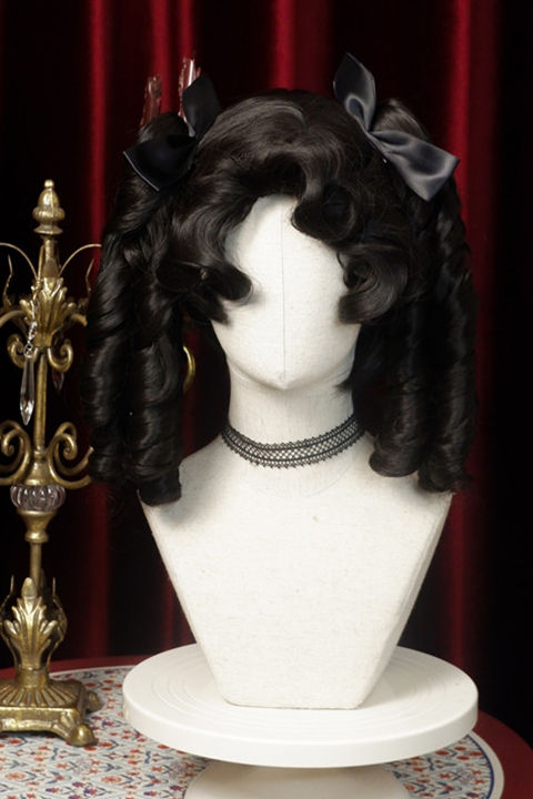 The Adams Girl Black Roman Curls Lolita Wigs