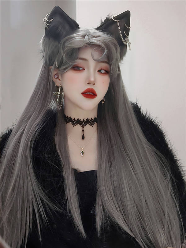 Wolf Family Gray Long Straight Lolita Wig
