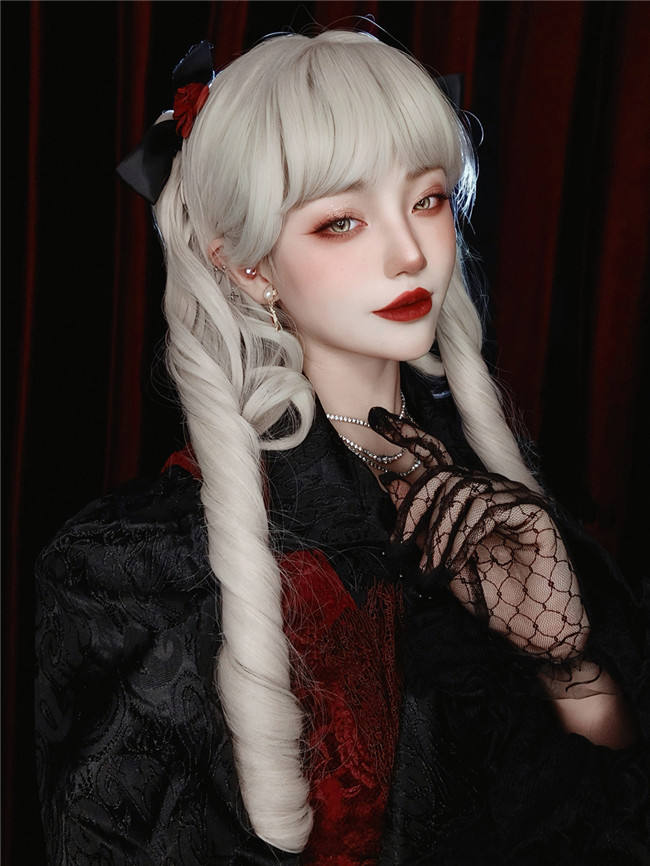 Vampire White Roman Curls Halloween Lolita Wig