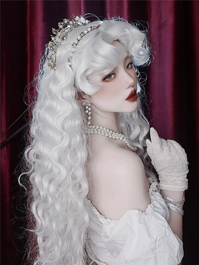 The White Queen Halloween Long Curly Lolita Wig