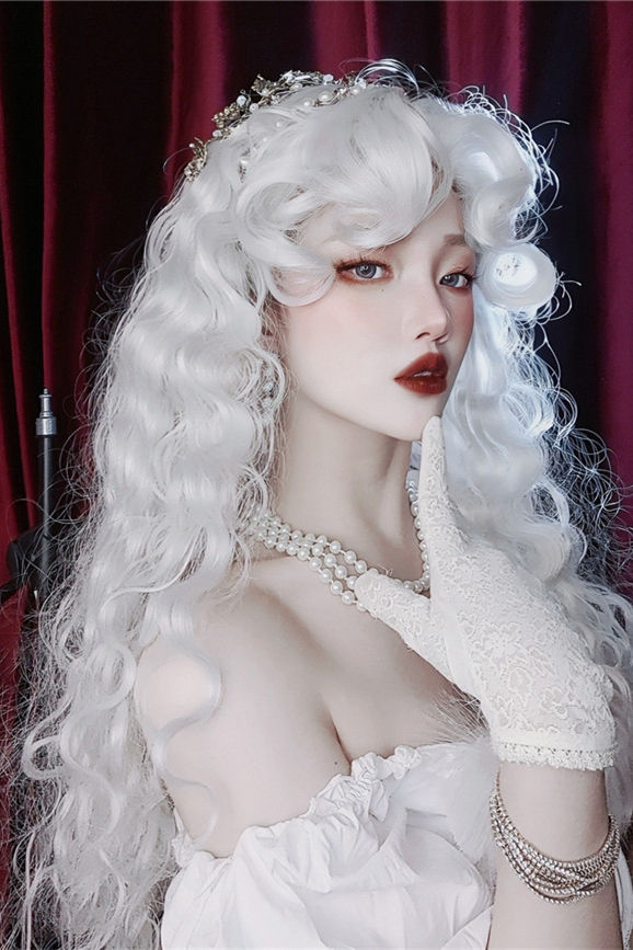 The White Queen Halloween Long Curly Lolita Wig