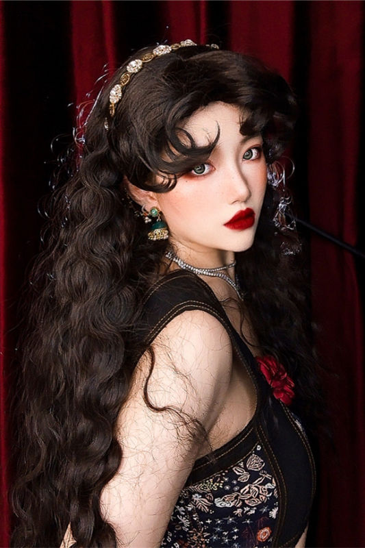 Gypsy Rose Black Vintage Long Curly Princess Wig