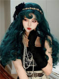 Green Witch Halloween Long Curly Lolita Wig