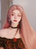 Rose Lover Orange Pink Middle Split Long Straight Lolita Wig