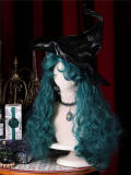 Green Witch Halloween Long Curly Lolita Wig
