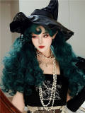 Green Witch Halloween Long Curly Lolita Wig