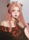 Rose Lover Orange Pink Middle Split Long Straight Lolita Wig