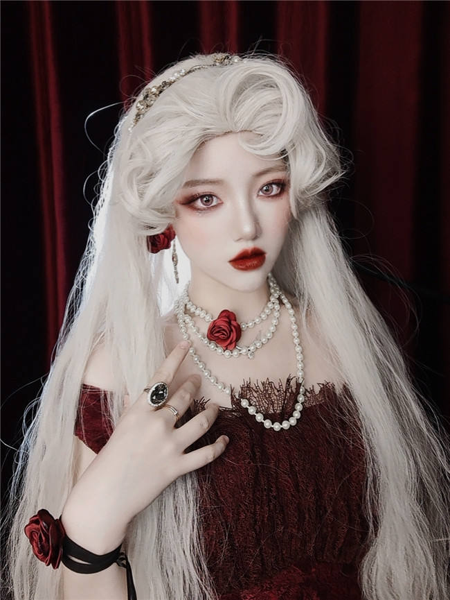 Blood and Love White Water Wave Lolita Wig