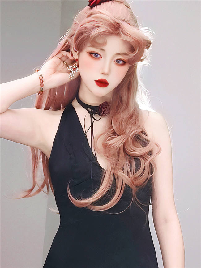 Rose Killer Orange Pink Pre-styled Princess Hair Lolita Wig
