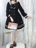 Navy Collar College Style High Waist Lolita Coat