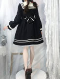Navy Collar College Style High Waist Lolita Coat