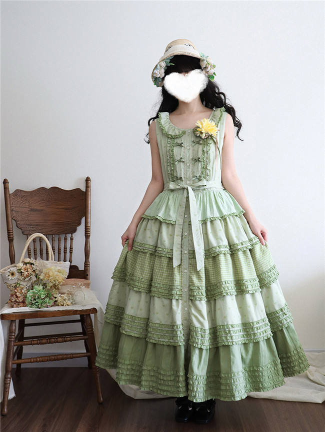 Miss Point Garden Sunflower Tiered Skirt Lolita Jumper Dress