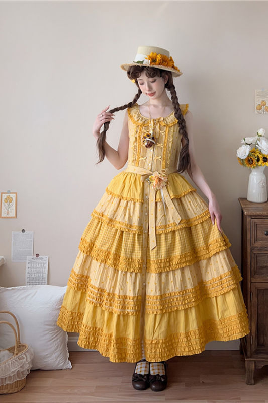 Miss Point Garden Sunflower Tiered Skirt Lolita Jumper Dress