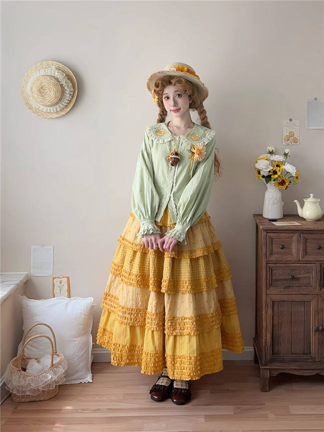 Miss Point Garden Sunflower Embroidery Collar Cotton Lolita Blouse