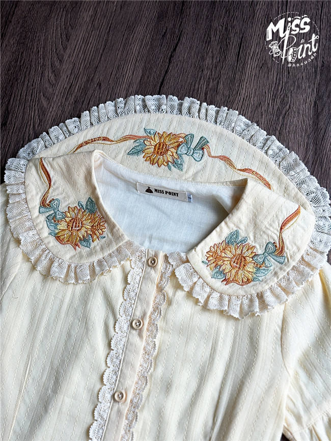 Miss Point Garden Sunflower Embroidery Collar Cotton Lolita Blouse