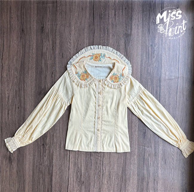 Miss Point Garden Sunflower Embroidery Collar Cotton Lolita Blouse
