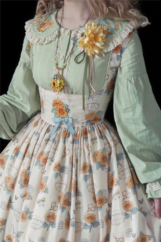 Miss Point Garden Sunflower Embroidery Collar Cotton Lolita Blouse