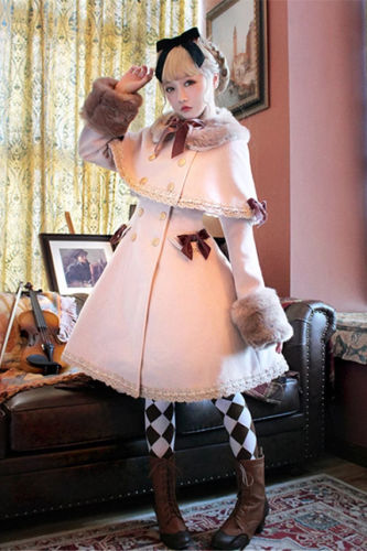 Pumpkin Cat Winter  Lolita Long Jacket and Cape