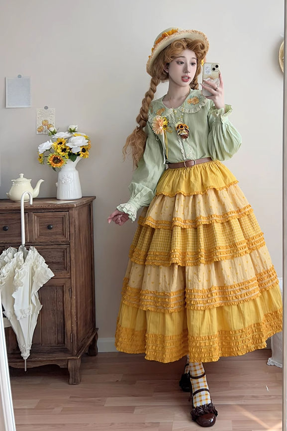 Miss Point Garden Sunflower Tiered Lolita Skirt